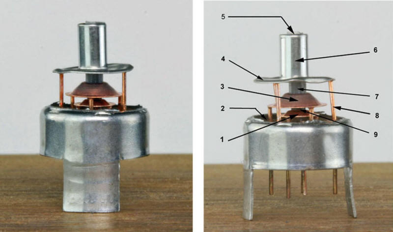 Nuvistor 6CW4s elektroder