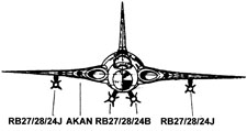 J35F med RB27 och/eller RB28 och/eller RB24B (frn 1978 RB24J) samt AKAN fr jaktuppdrag.